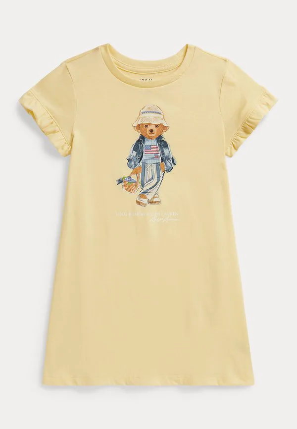 Платье из хлопкового трикотажа с изображением медведя, размер 26. Polo Ralph Lauren, Yellow