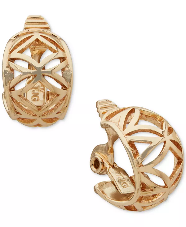 

Золотистые серьги-кольца с вырезами Anne Klein, gold