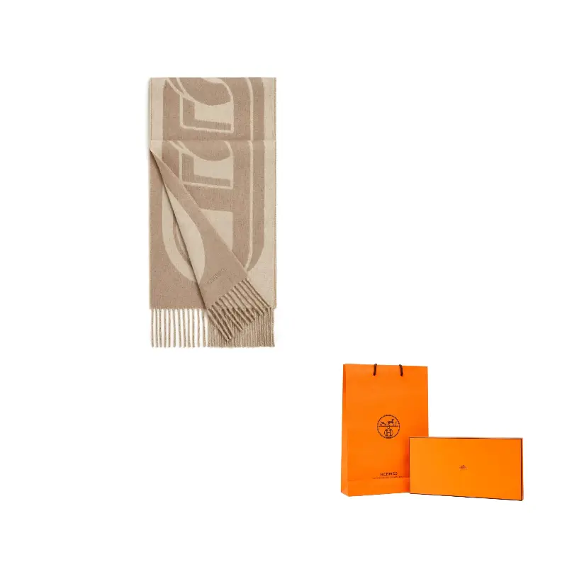 

HERMES Вязаный шарф мужской натурального цвета, Natural Color