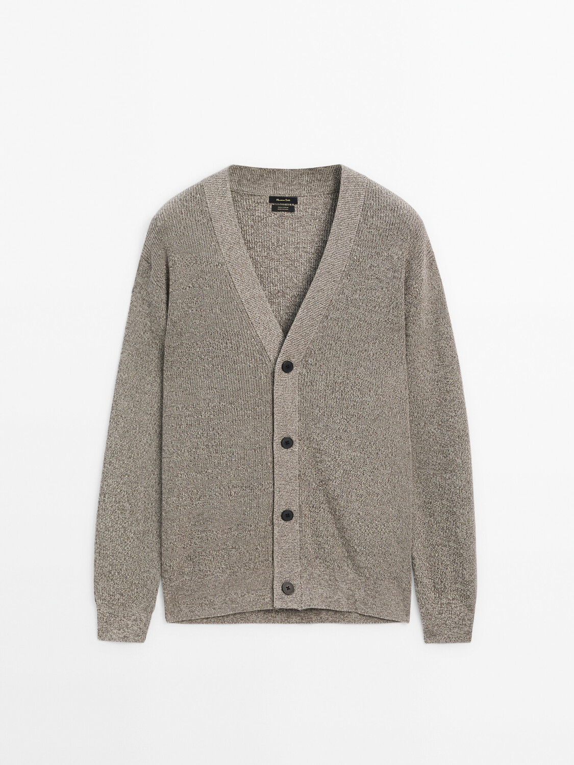 

Хлопковый кардиган с деталями из мулине Massimo Dutti, серый