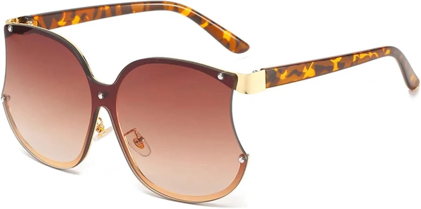 

Большие женские и мужские модные солнцезащитные очки в крупной оправе для летних путешествий с защитой от УФ-излучения UV400 TKKTLLT, Leopard Gradient Tea