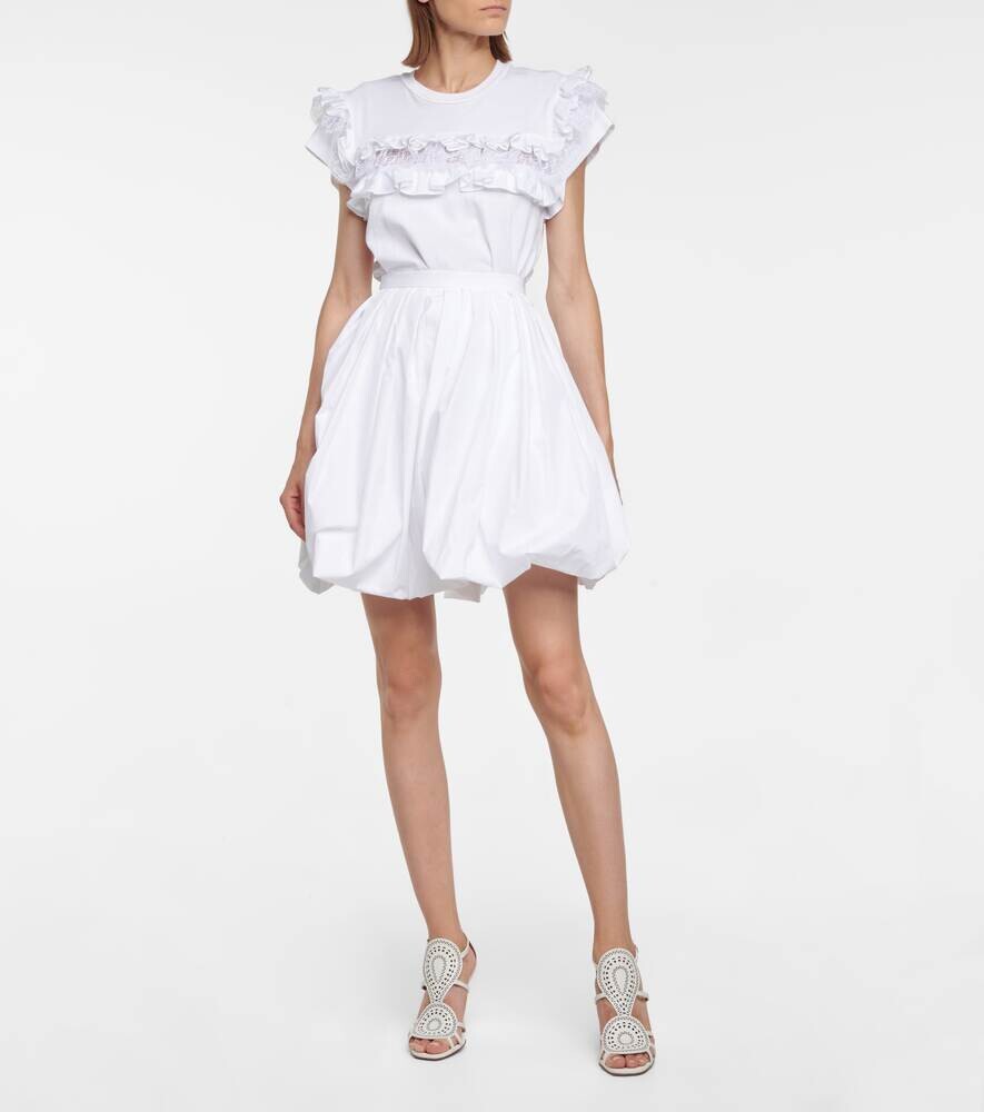 Мини-юбка из поплина с добавлением хлопка ALAÏA, белый — фото 2
