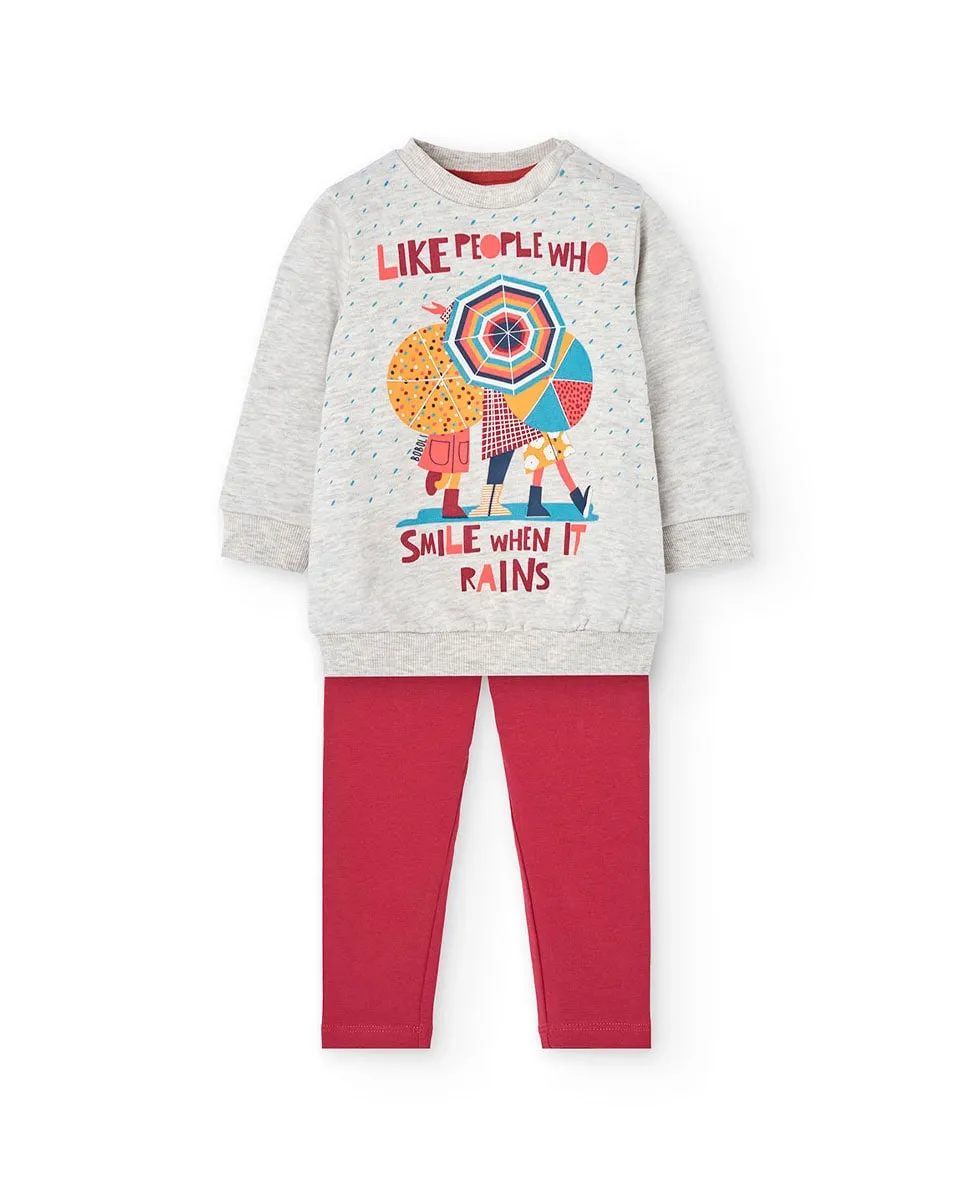 

Детский спортивный костюм с принтом Boboli, светло-серый