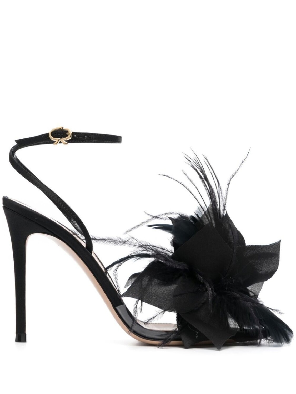 Gianvito Rossi босоножки с перьями, черный