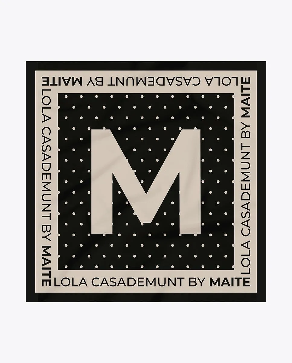 

Женский платок с принтом в горошек и большой буквой М Lola Casademunt, черный/бежевый