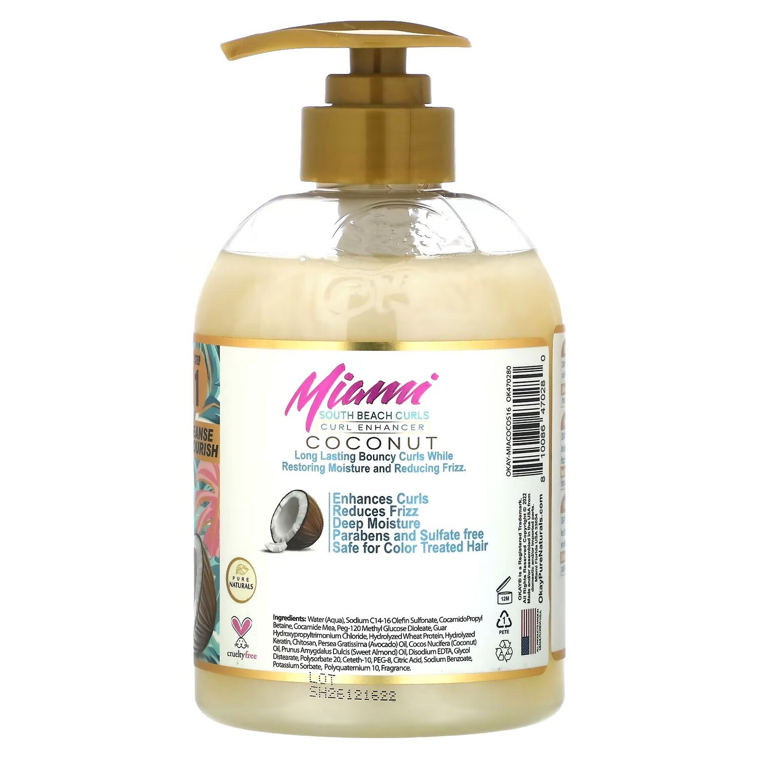 OK Pure Naturals, Кудри Майами Саут-Бич, шампунь для улучшения локонов, кокос, 16 унций (473 мл) Okay Pure Naturals — фото 2