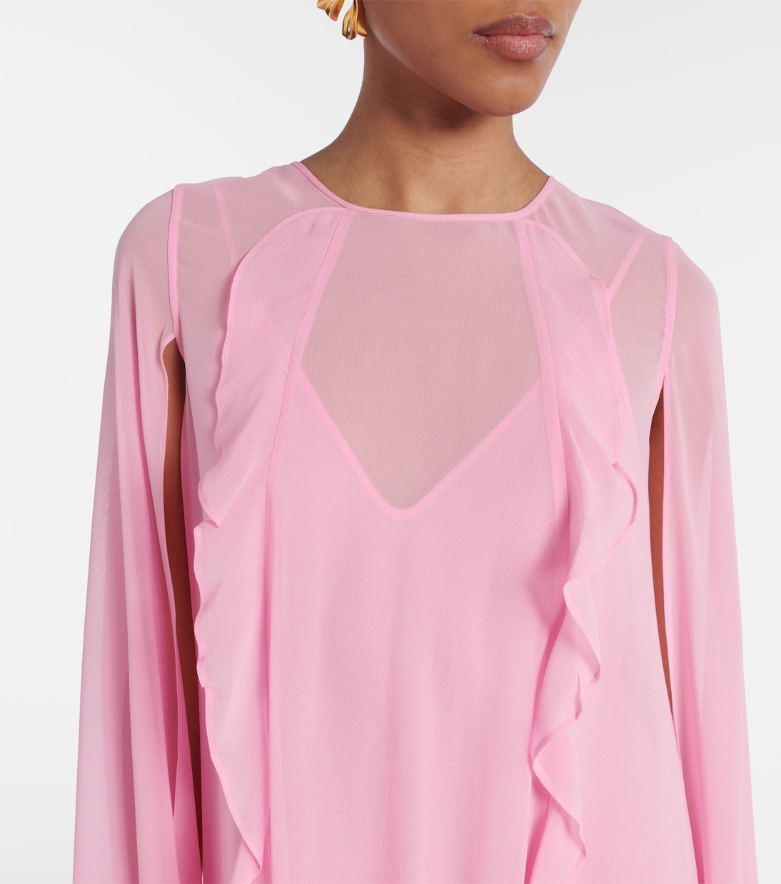Платье макси Smirne из жоржета с цветочной аппликацией Max Mara, Rosa Candy — фото 4