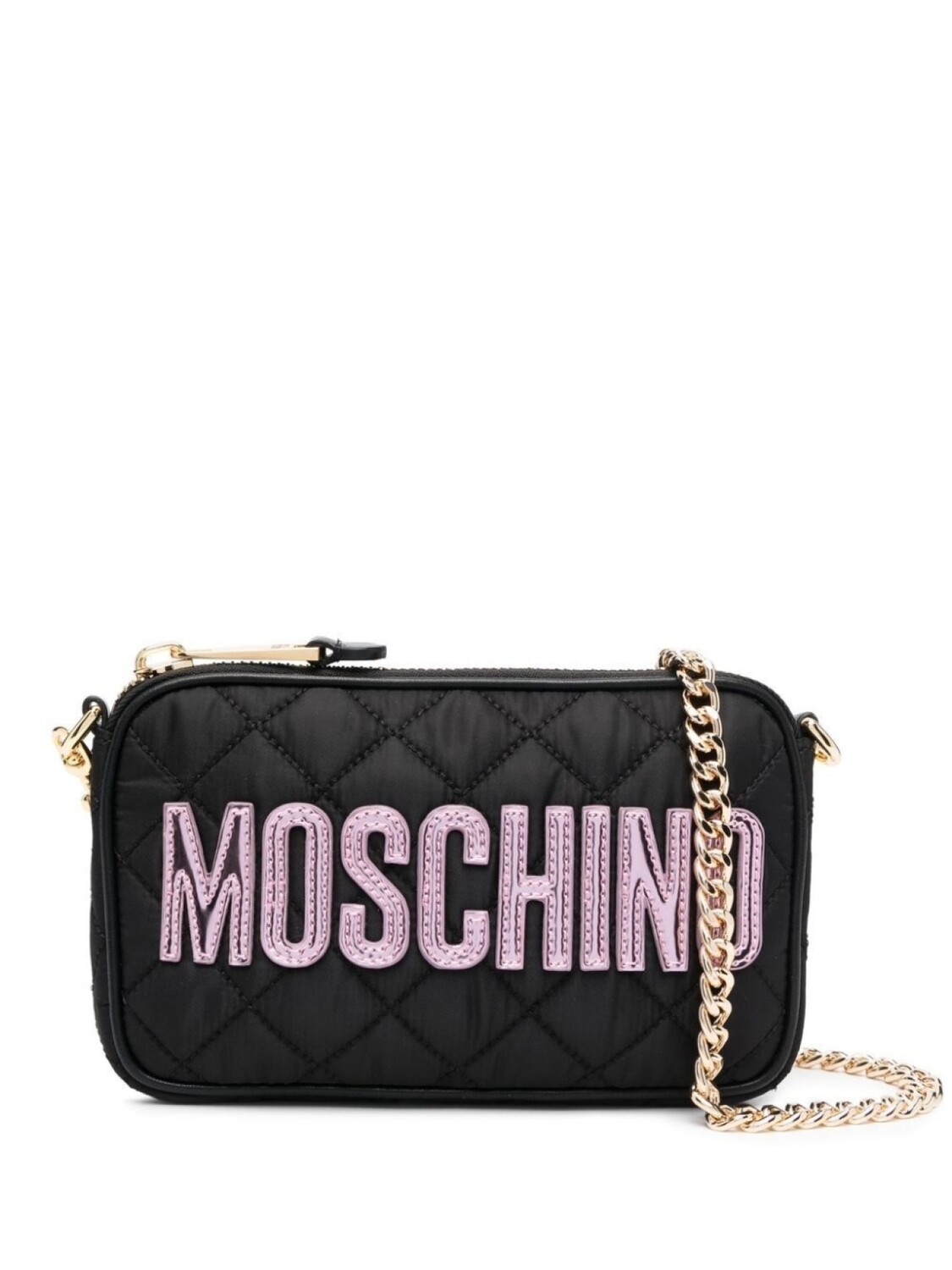 

Moschino стеганая сумка на плечо с логотипом, черный