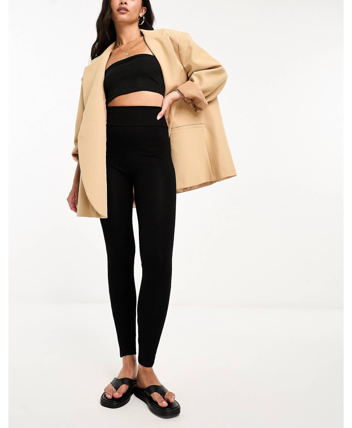 

Черные леггинсы с завышенной талией River Island, Черный, Черные леггинсы с завышенной талией River Island