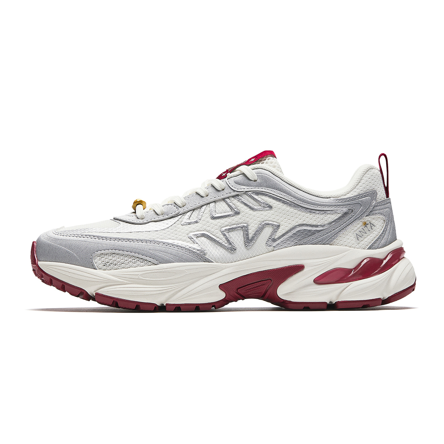 

ANTA Мужские повседневные кроссовки Fishbone с амортизацией, устойчивые к истиранию и скольжению, белые, серебристые, красные