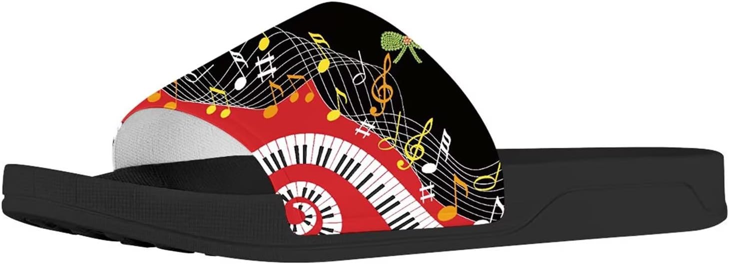 

Сланцы Forchrinse с леопардовым и гепардовым принтом для мужчин и женщин, нескользящие домашние и душевые тапочки, спортивные легкие сандалии, Swirl Music Note Piano