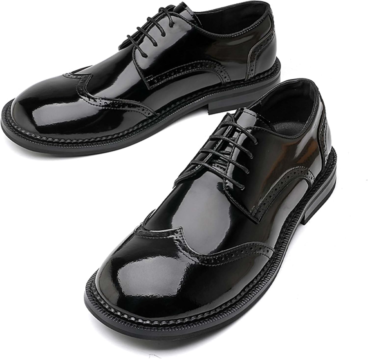 

Мужские классические деловые туфли Oxfords, модные с круглым носком, для костюма, униформы, офиса, свадьбы, вечеринки, смокинга, повседневные кожаные туфли на шнуровке, черные и коричневые Generic