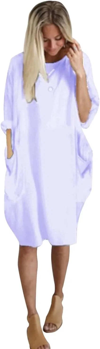 Платье Casual с карманами, Light Blue