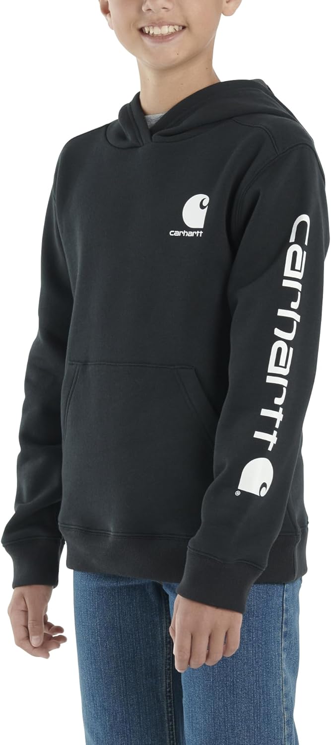 Детская толстовка Carhartt CA6272 с длинными рукавами и принтом - для мальчиков, Caviar Black — фото 2