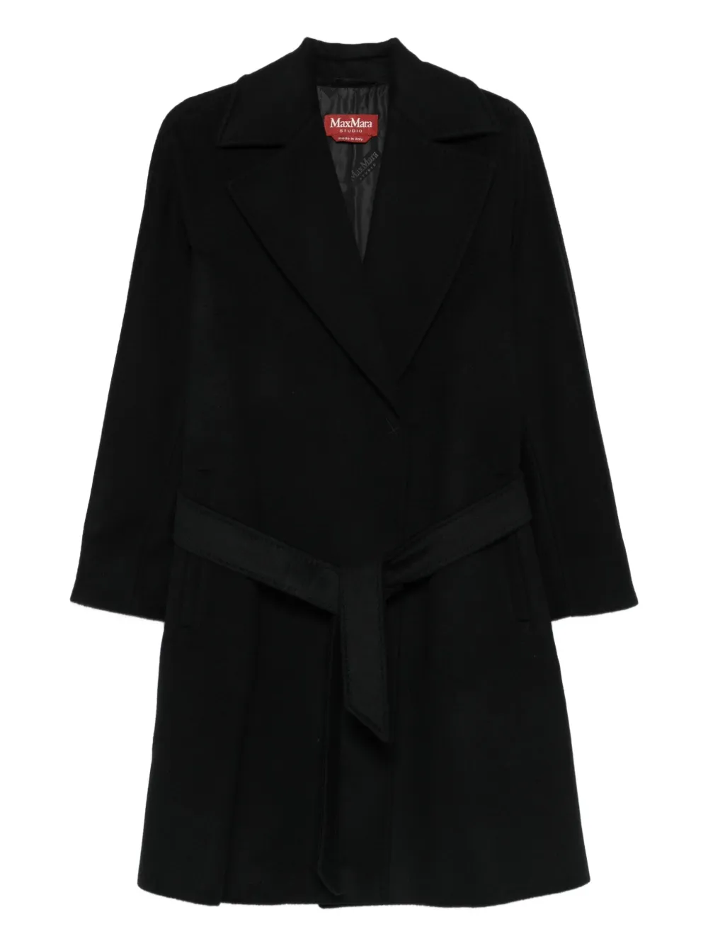 

Пальто с поясом и лацканами MAX MARA, черный