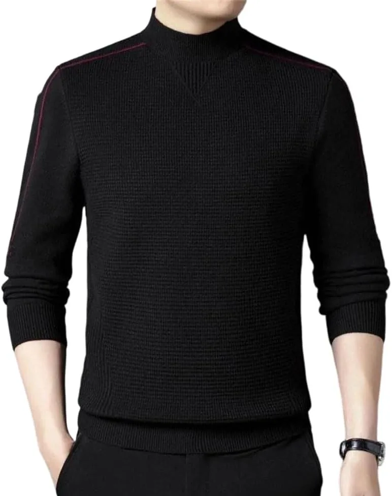 Мужской зимний теплый водолазка свитер Slim Fit вязаный пуловер