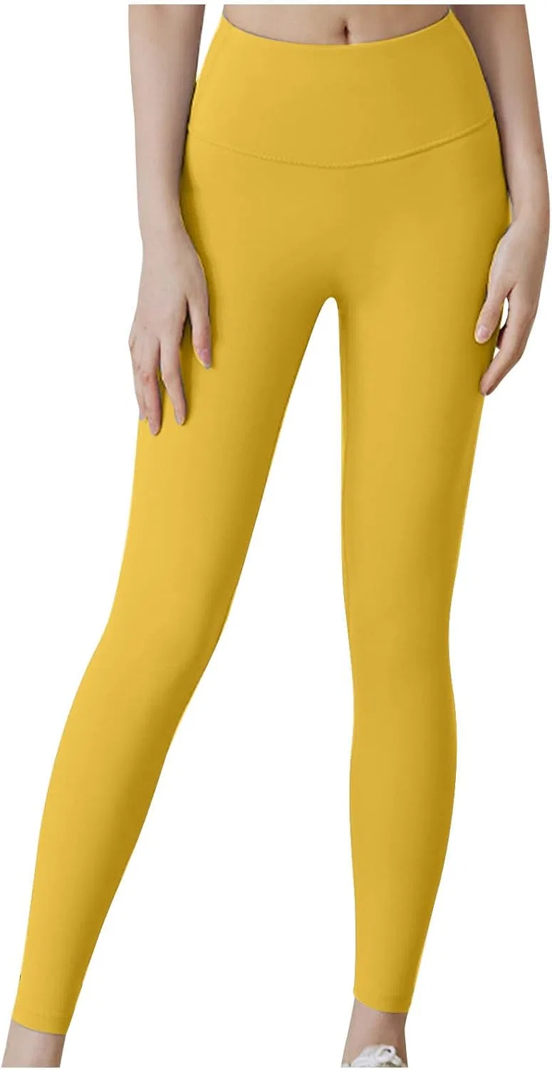 Леггинсы для женщин с высокой талией, контроль живота, Generic, A02_yellow