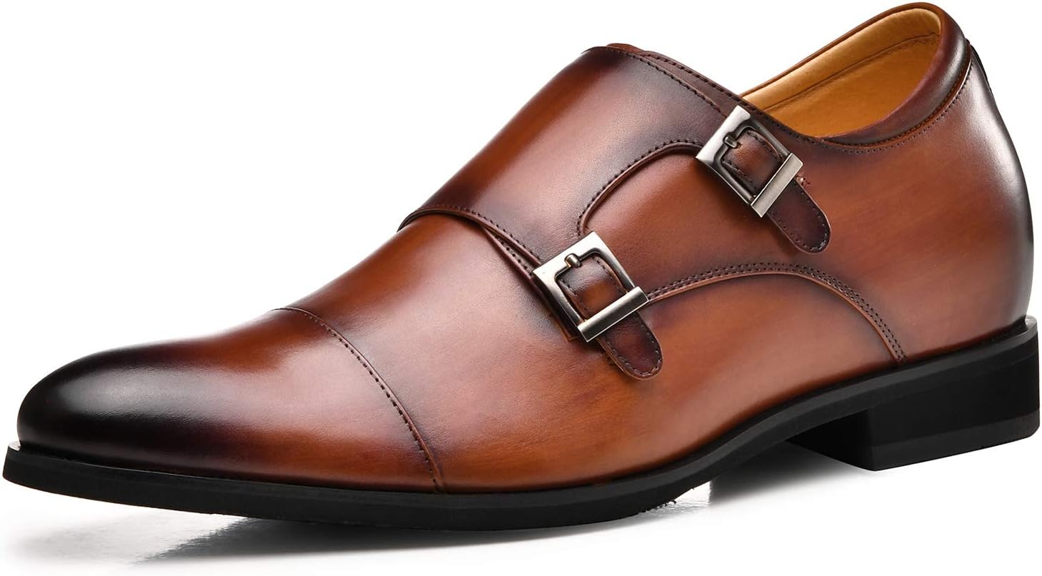 

Мужские оксфорды CHAMARIPA: Подлинное незаметное увеличение роста на 7 см / 2,76, Встроенная индивидуальная подъемная стелька, Дышащая телячья кожа для ношения в течение всего дня, Для официального делового и свадебного стиля, коричневый