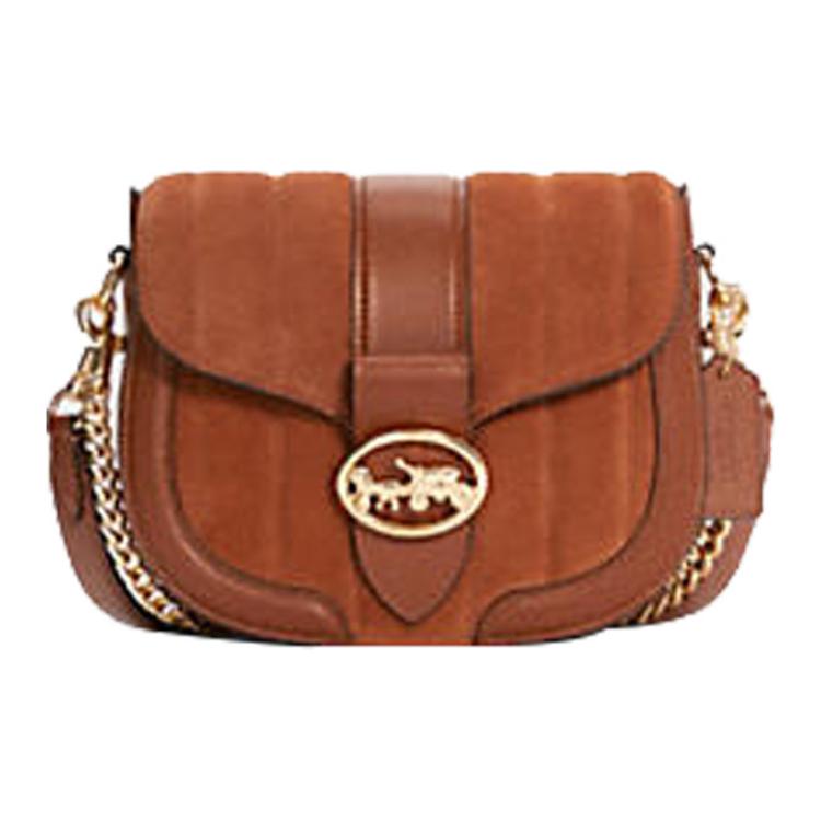 

Сумка кросс-боди Georgie Suede Leather Dionysus подмышечная седельная с бахромой женская карамельно-коричневая COACH, Set (Bag+Dust Bag)