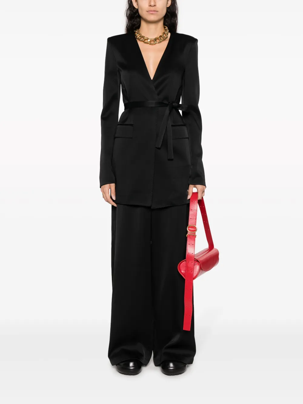 Широкие брюки с завышенной талией JIL SANDER, черный — фото 2