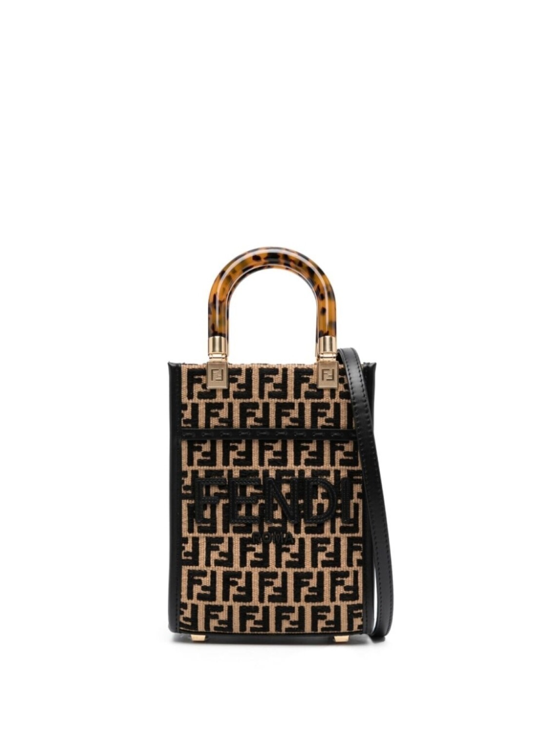 

Сумка через плечо с логотипом FF FENDI, коричневый