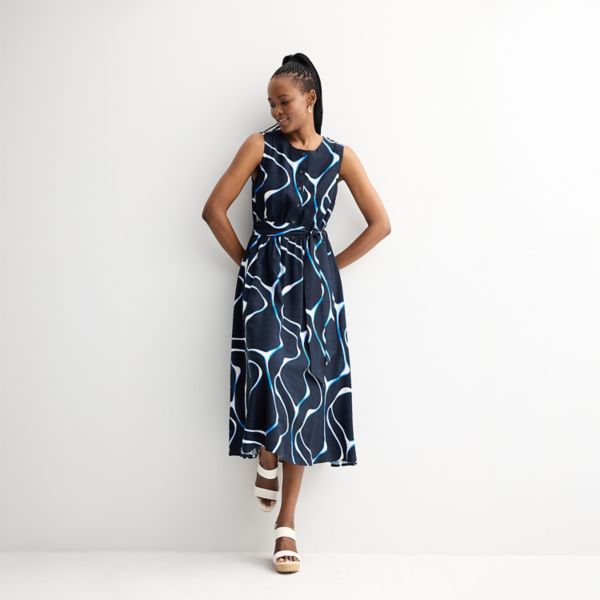 

Мини-платье без рукавов на пуговицах Nine West, цвет navy modern flow
