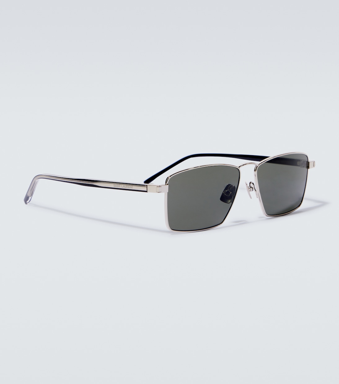 SL 700 прямоугольные солнцезащитные очки Saint Laurent, Silver-Crystal-Grey — фото 4