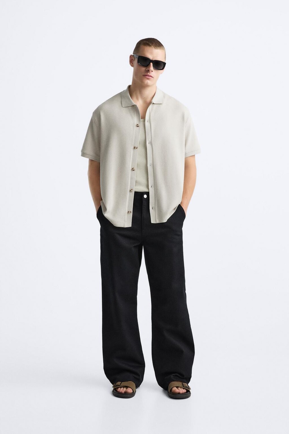 

Мягкий кардиган в ребро ZARA, камень