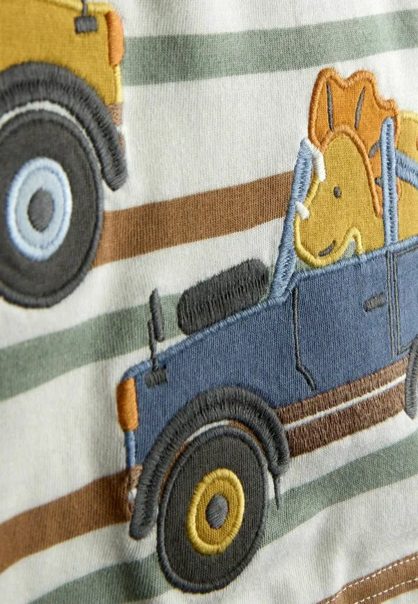 Футболка стандартного кроя с аппликационным принтом Jojo Maman Bébé, Cream Dino Truck — фото 3