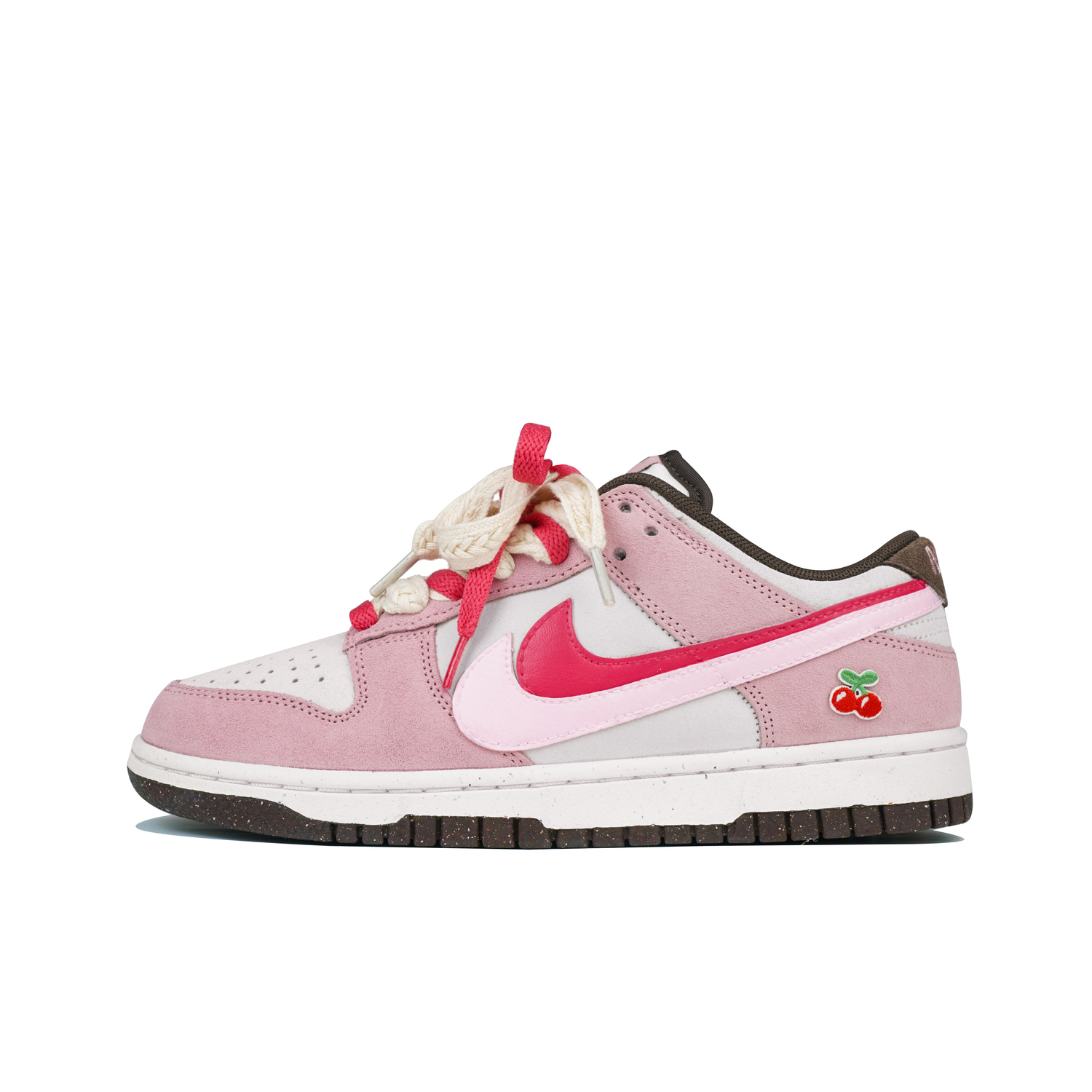 Nike Женские низкие кеды для скейтборда Dunk бело-розовые, цвет Pink — фото 3