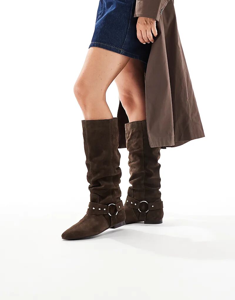 Сапоги-пикси Schuh Dallas slochy из коричневой замши