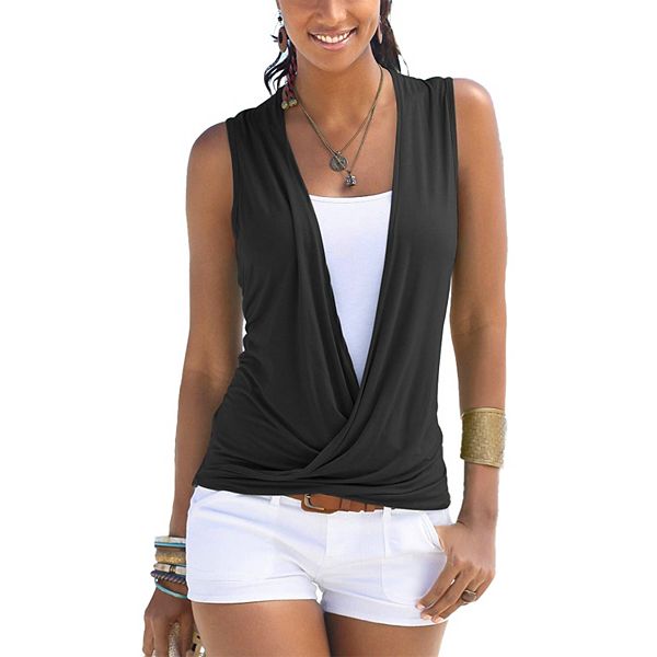 

Женский топ без рукавов в стиле wrap Lascana, Black