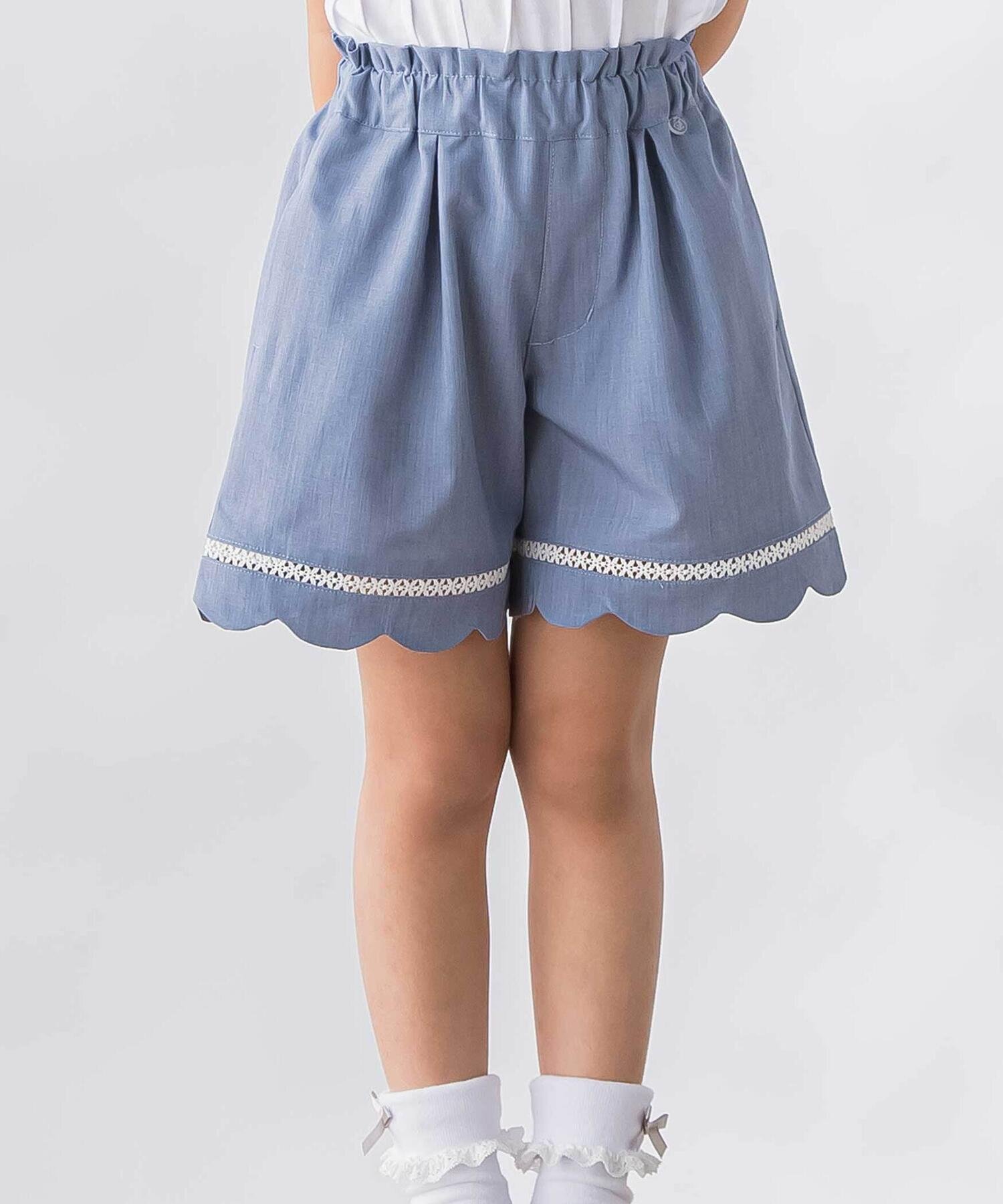 Брюки Кюлоты с кружевной отделкой (95-160 см) Bebe Petits Pois Vert, blue