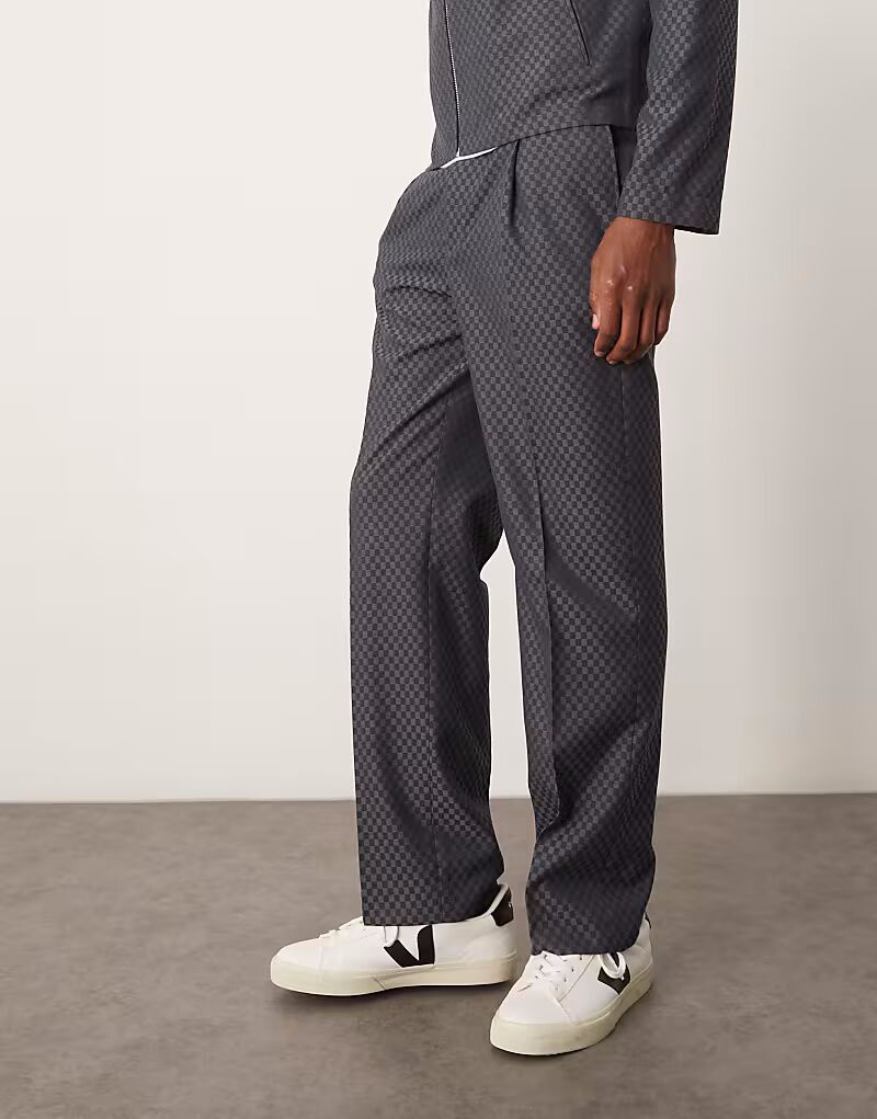 

Элегантные брюки прямого кроя ASOS DESIGN серого цвета в клетку с эластичной талией