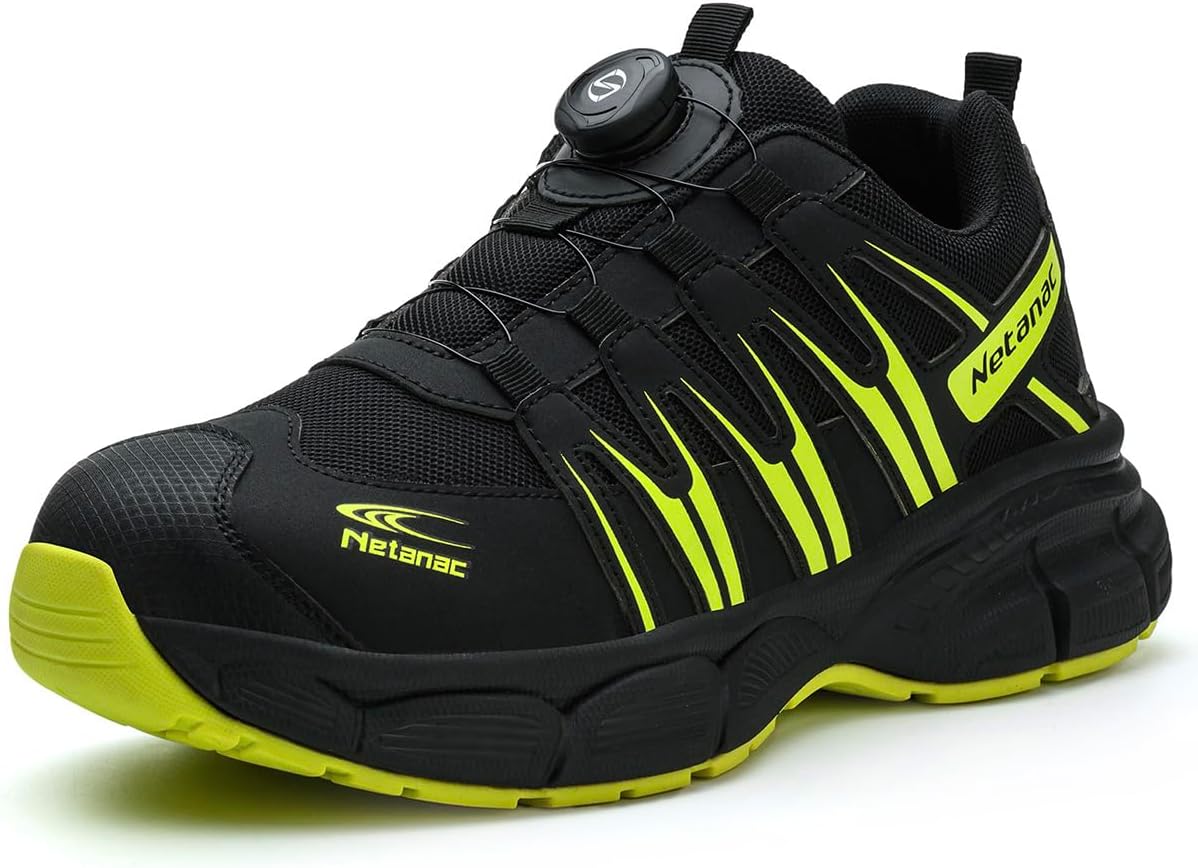 

Ботинки с стальным носком для мужчин и женщин, дышащая защитная рабочая обувь с прочной мягкой подошвой, удобные кроссовки, устойчивые к проколам, для промышленного использования Netanac, зеленый