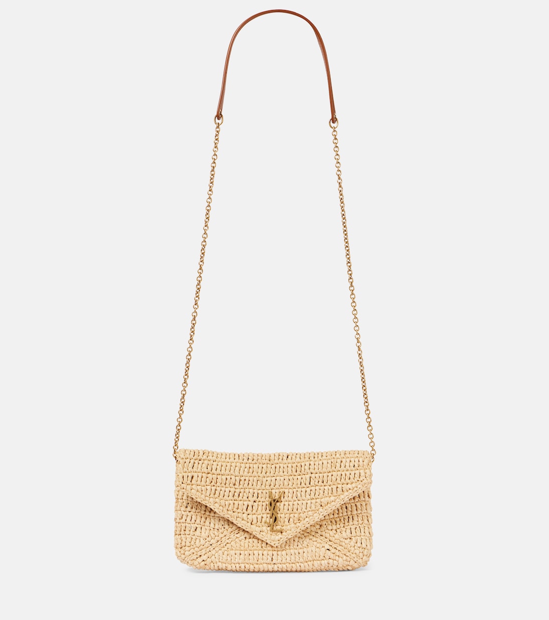 

Мини-сумка через плечо из рафии Cassandre Saint Laurent, Pale Brown/Brick