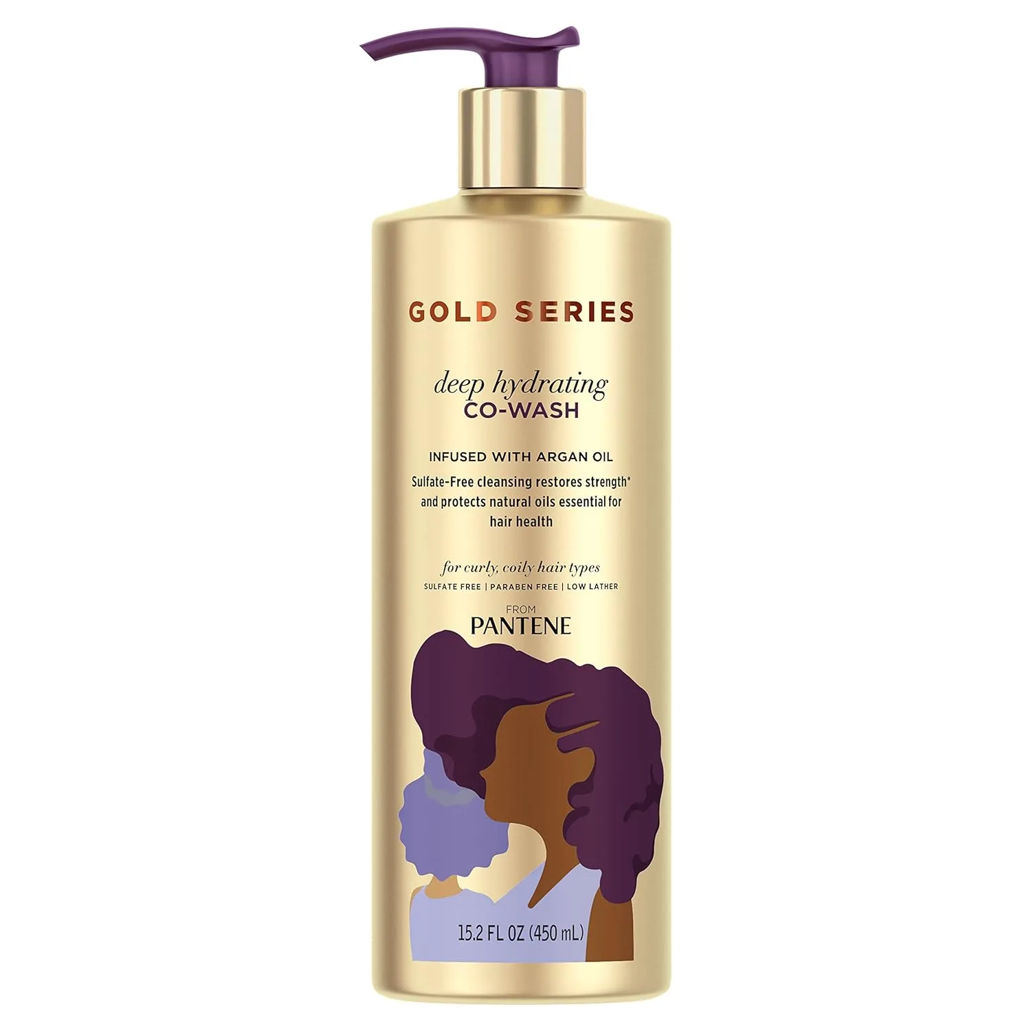 Pantene Gold Series: глубоко увлажняющее средство без сульфатов с аргановым маслом для кудрявых и вьющихся волос, кондиционер для совместного мытья, 443 мл (упаковка может отличаться). 450 мл (1 шт.), gold
