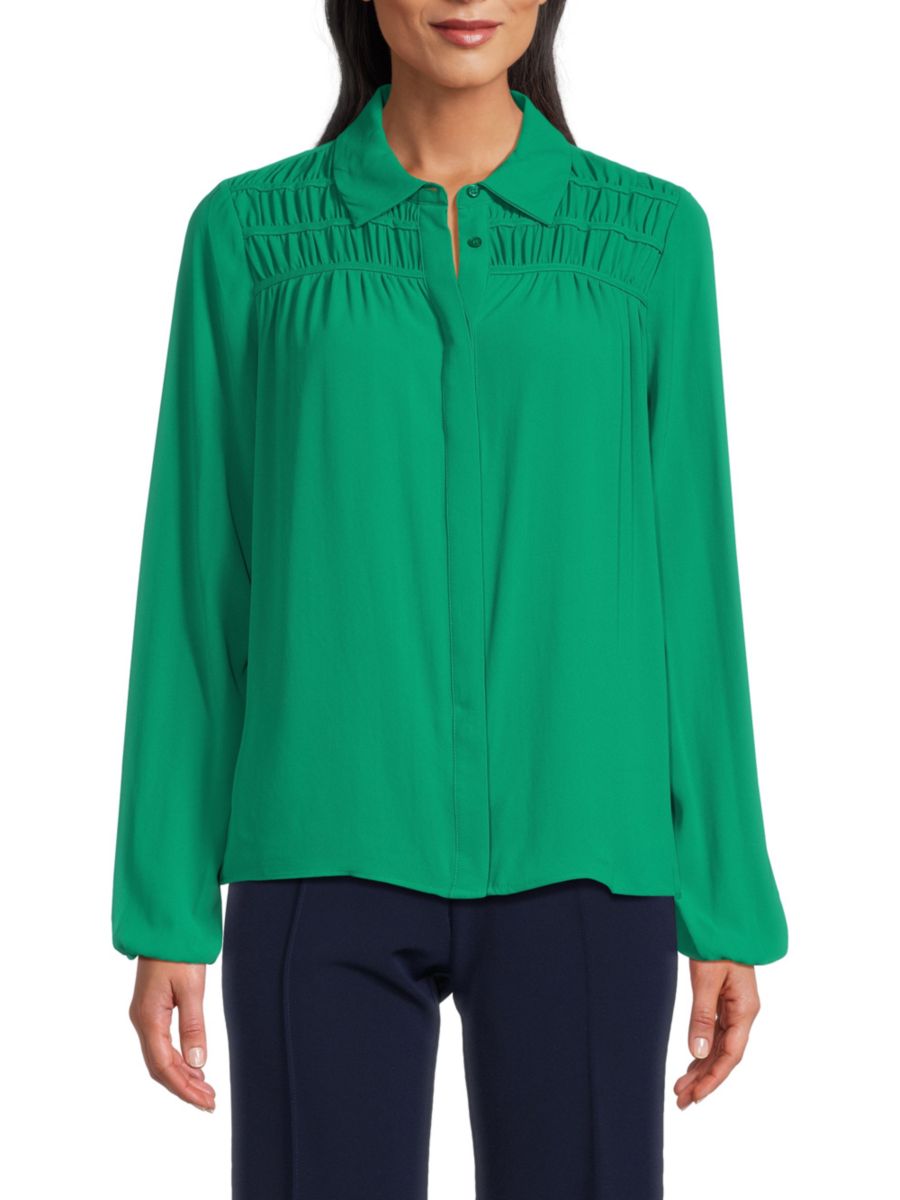 

Рубашка с рюшами Tahari, зеленый
