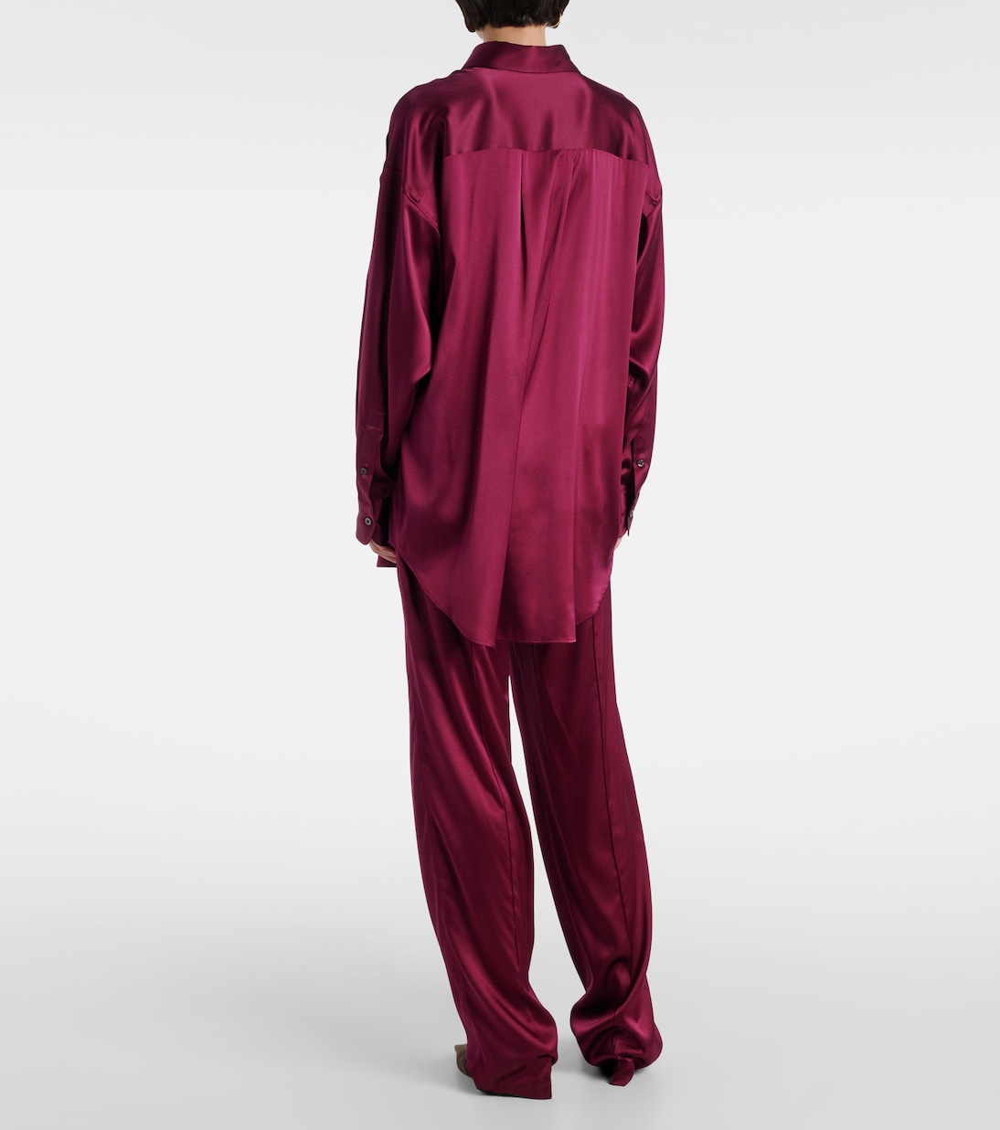 Шелковая атласная блузка с добавлением других материалов Tom Ford, Deep Plum — фото 3