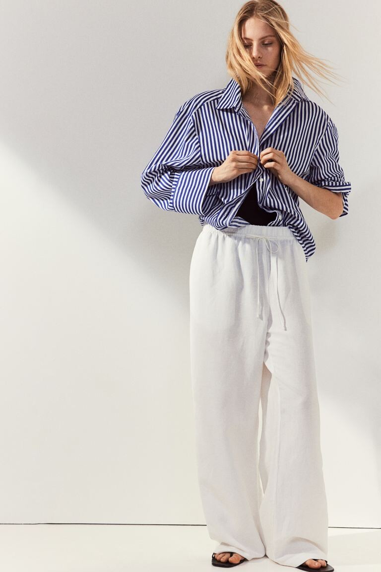

Блузка из смесового льна H&M, синий