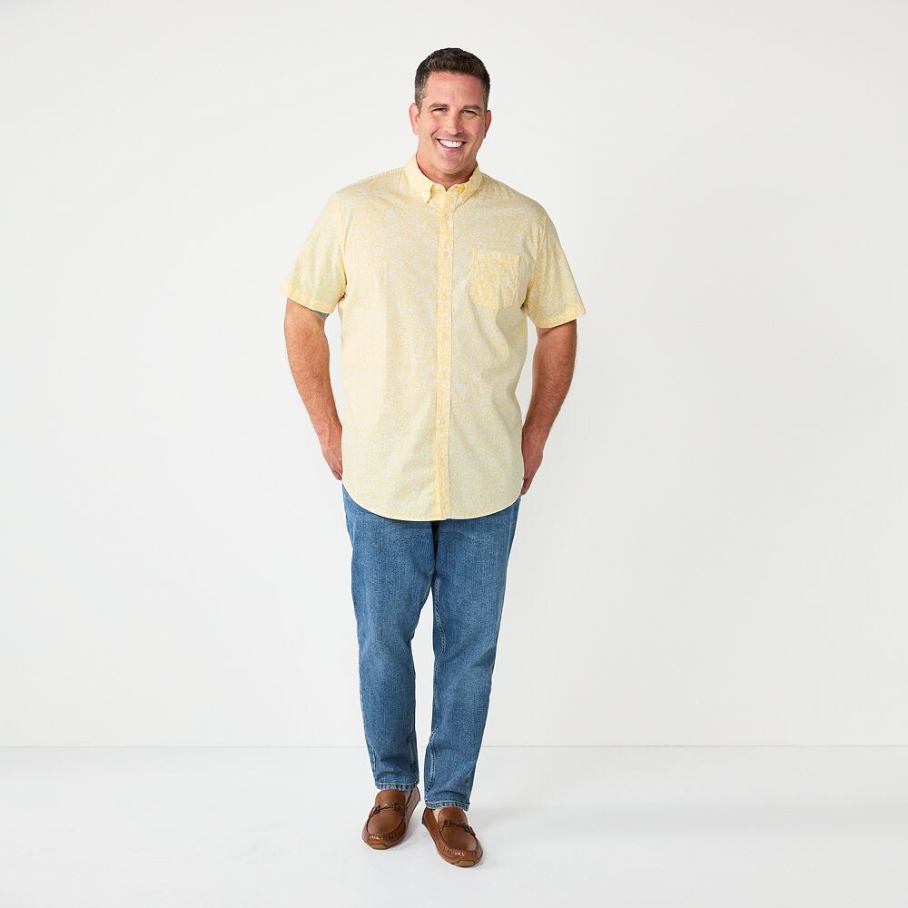 

Рубашка на пуговицах Big & Tall Sonoma Goods For Life идеальной длины, цвет Reverse Yellow Floral