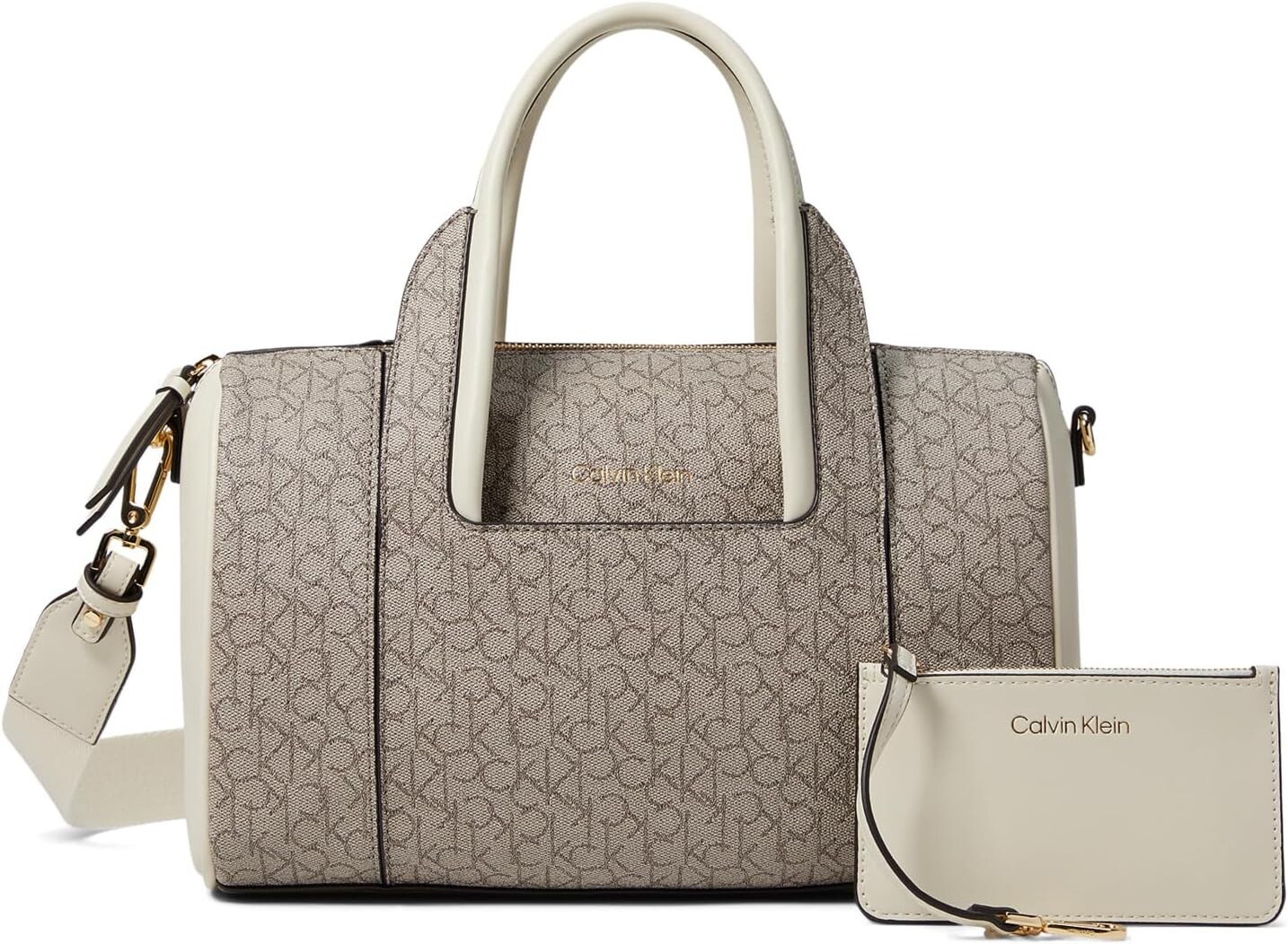 

Сумка Calvin Klein Geeta Signature Satchel, цвет Almond/Taupe/White, Белый, Сумка Calvin Klein Geeta Signature Satchel, цвет Almond/Taupe/White