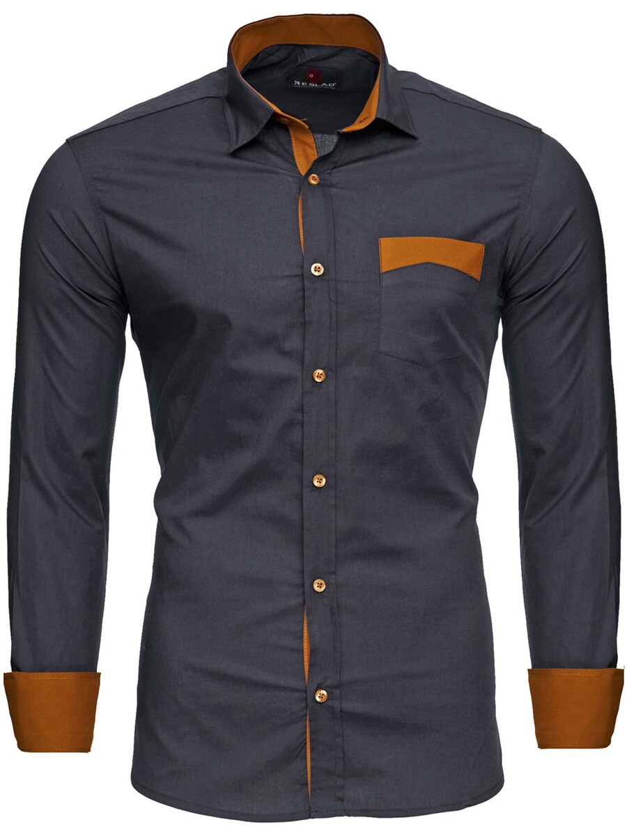 

Рубашка Slim Fit на пуговицах Reslad RS7205, антрацит