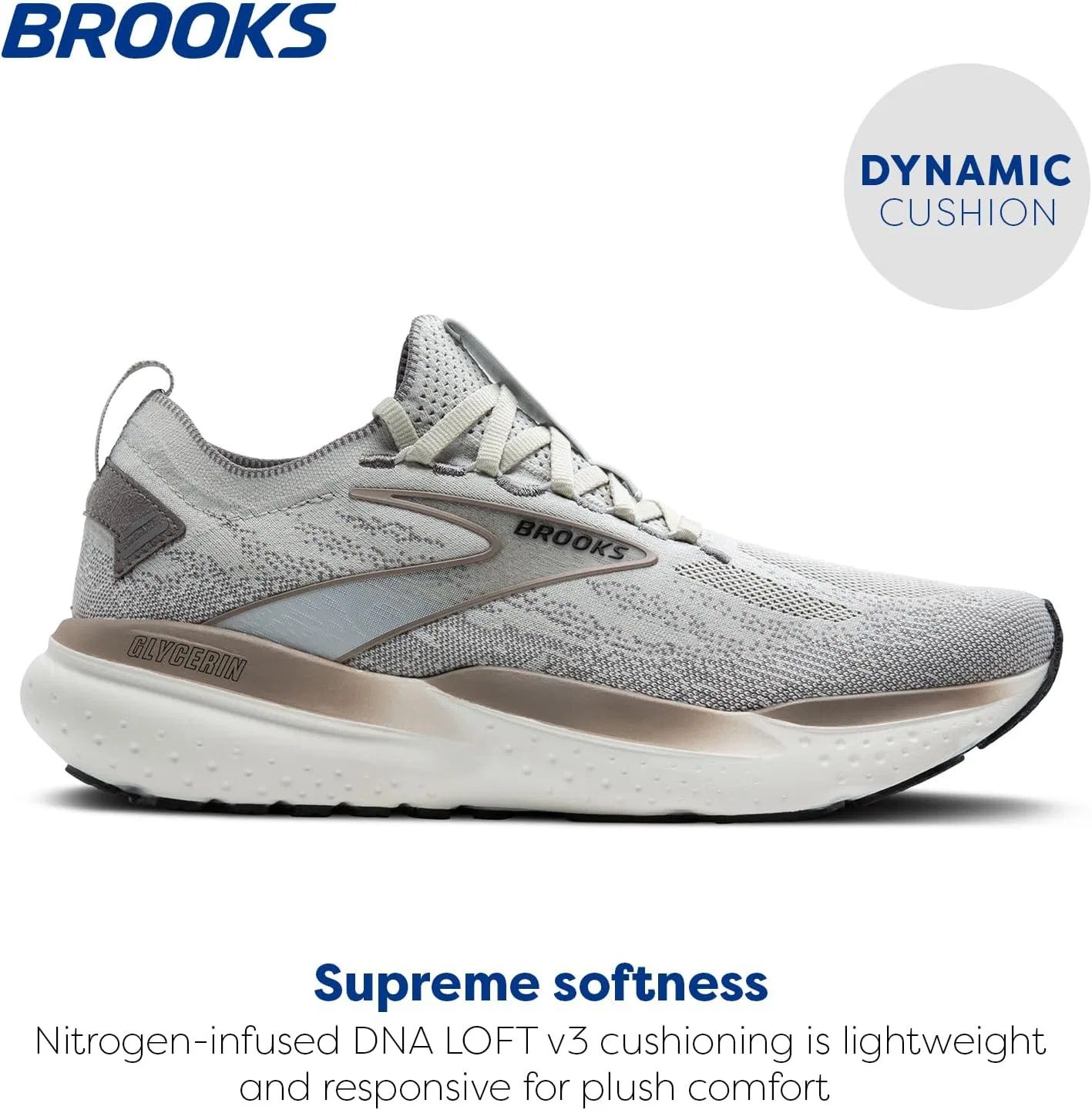 Мужские кроссовки Brooks Glycerin Stealthfit 21, 2-Grey Frost Grey Champagne — фото 2