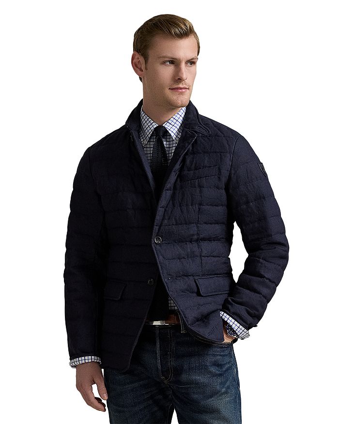 

Стеганая льняная пуховая куртка Polo Ralph Lauren, синий
