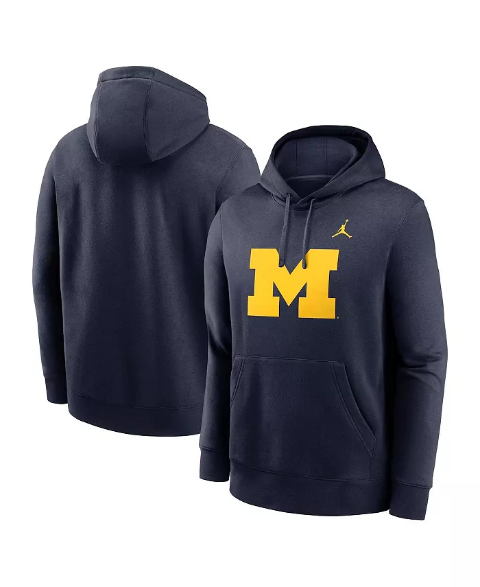 

Мужская толстовка с капюшоном Michigan Wolverines Primetime Evergreen Club Fleece Jordan, синий