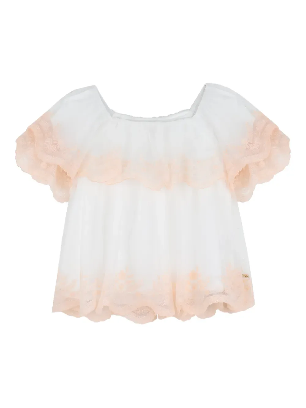 

Кружевной топ с оборками Chloé Kids, белый