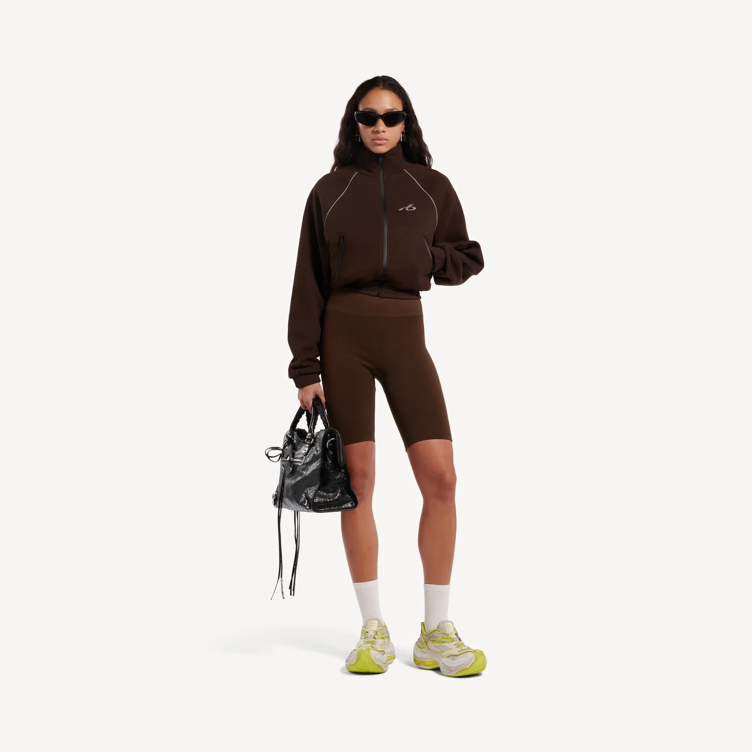 Женские бесшовные велосипедные шорты Techwear цвета мокко Balenciaga — фото 2
