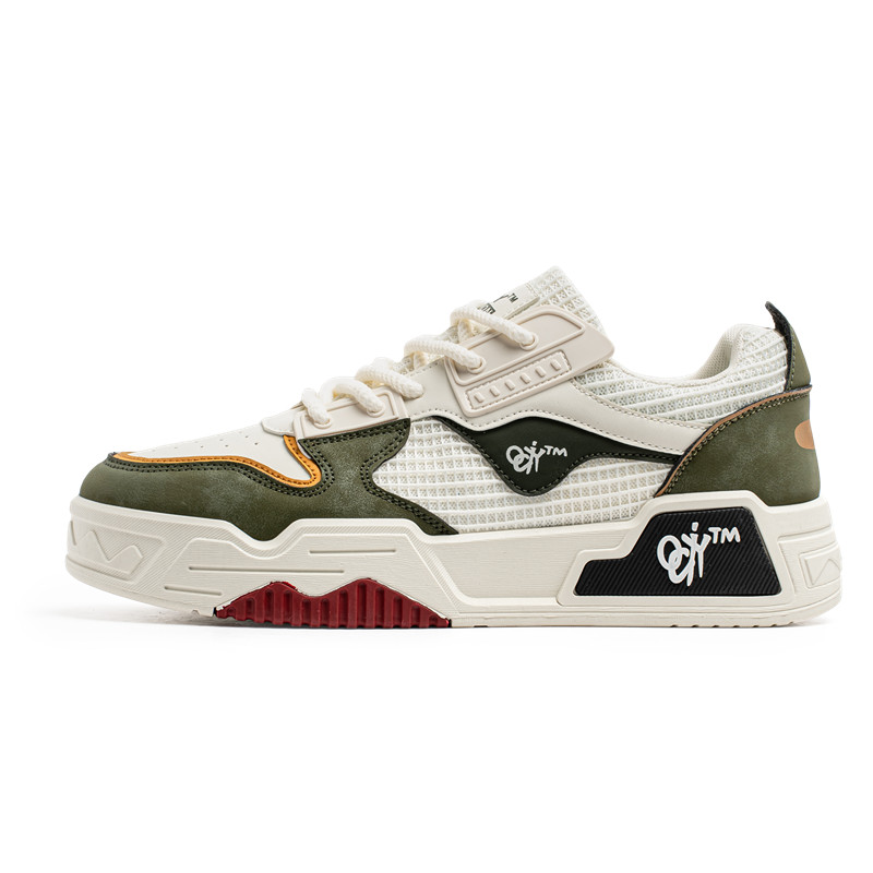 

Износостойкие дышащие низкие кроссовки для скейтбординга для детей и подростков, увеличивающие рост Kung Fu partners, бежевый/зеленый