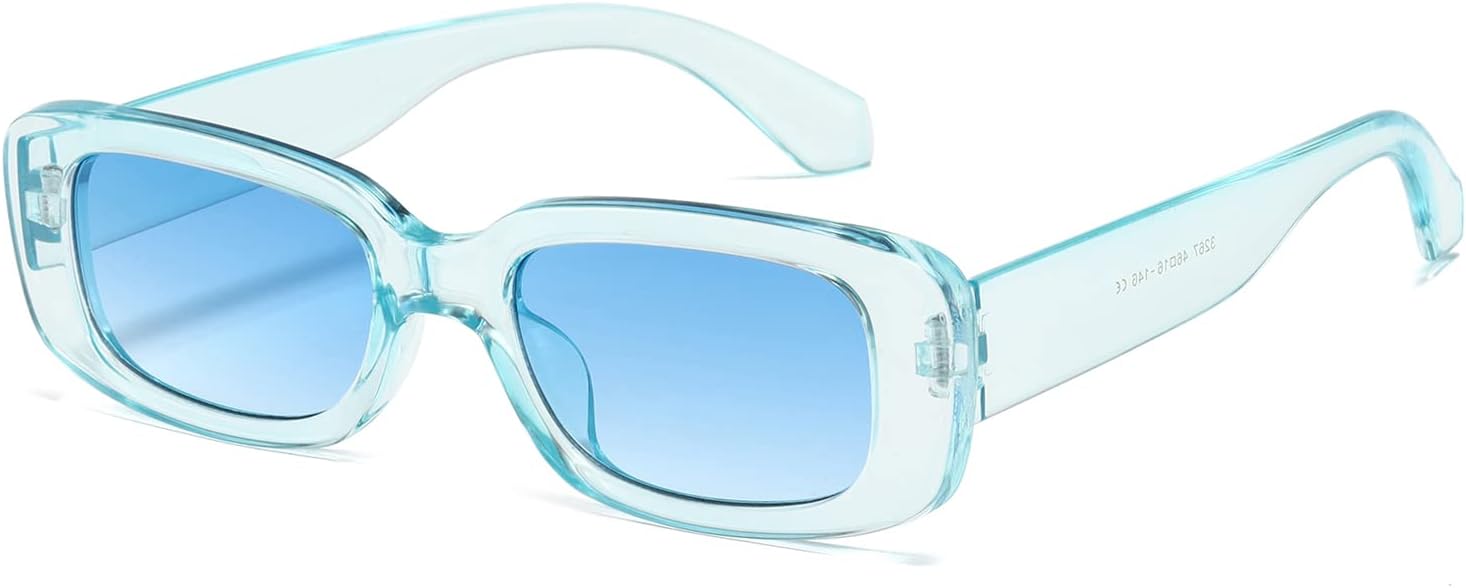 

Солнцезащитные очки Kimorn прямоугольной формы для женщин и мужчин, модные ретро-очки в стиле 90-х, защита от УФ-излучения UV 400, квадратная оправа, K1200, Transparent Blue Frame Blue Lens